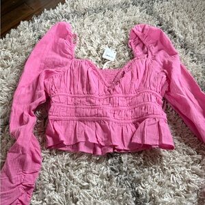 Free People Pink Ruched Blouse